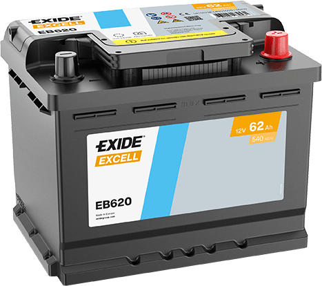 Exide Excell EB620 Car Battery 62Ah 540A