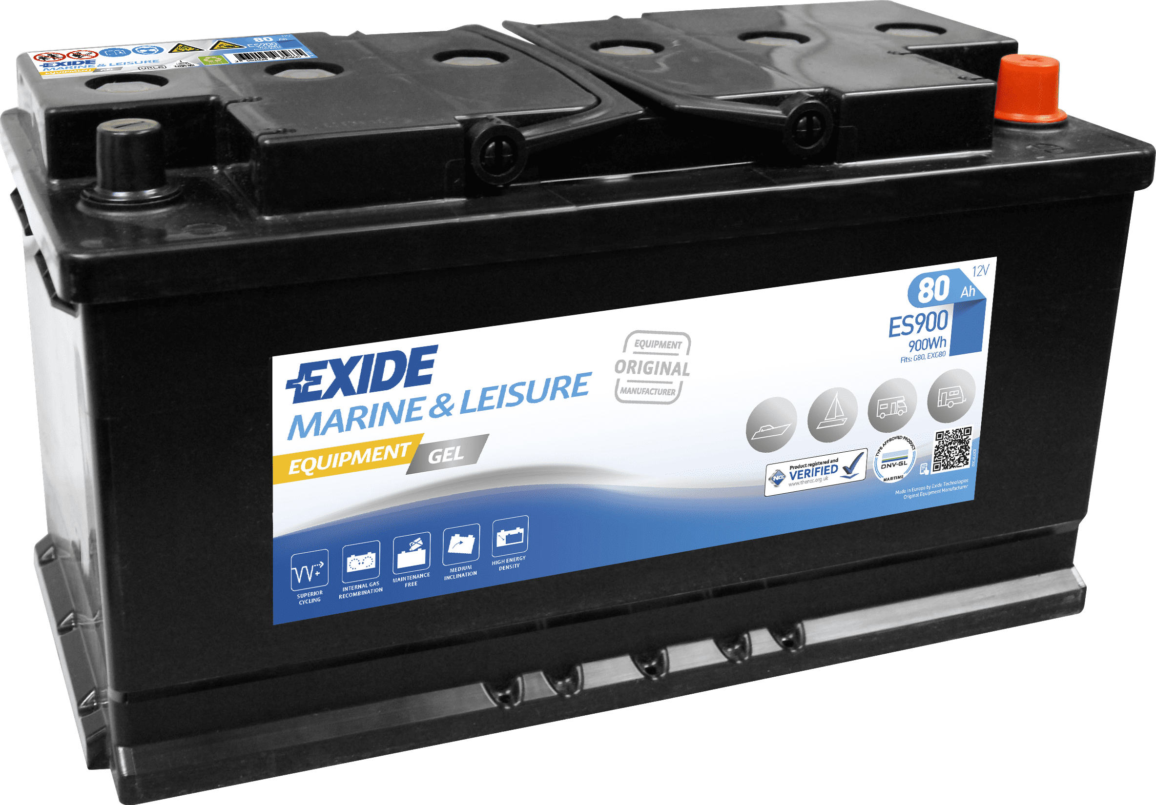 Exide ES900 G80 Marine Leisure Equipment GEL Battery 80Ah