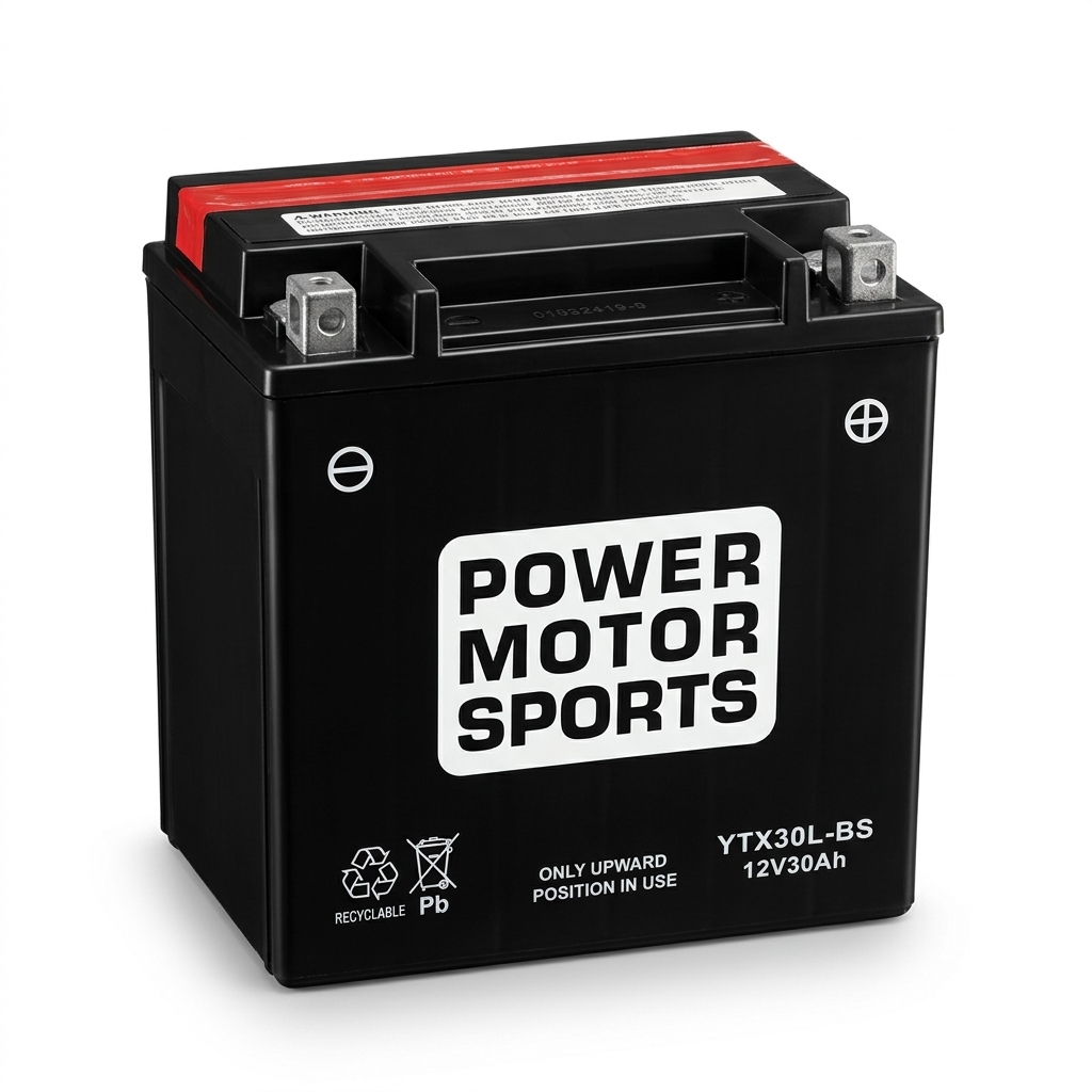 Power Motor Sports BYTX30L-BS 12V 30Ah AGM Motorcycle Battery