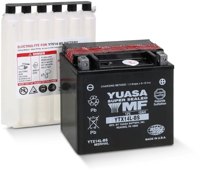 Yuasa YTX14L-BS 12V 12Ah AGM Battery | 200 CCA